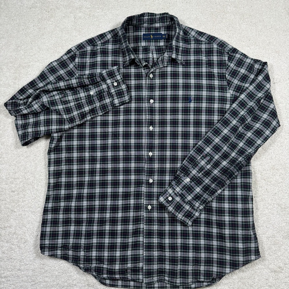 Polo Ralph Lauren Men XXL Cotton Multicolor Plaid Long Sleeve Button Front Shirt - Picture 2 of 7